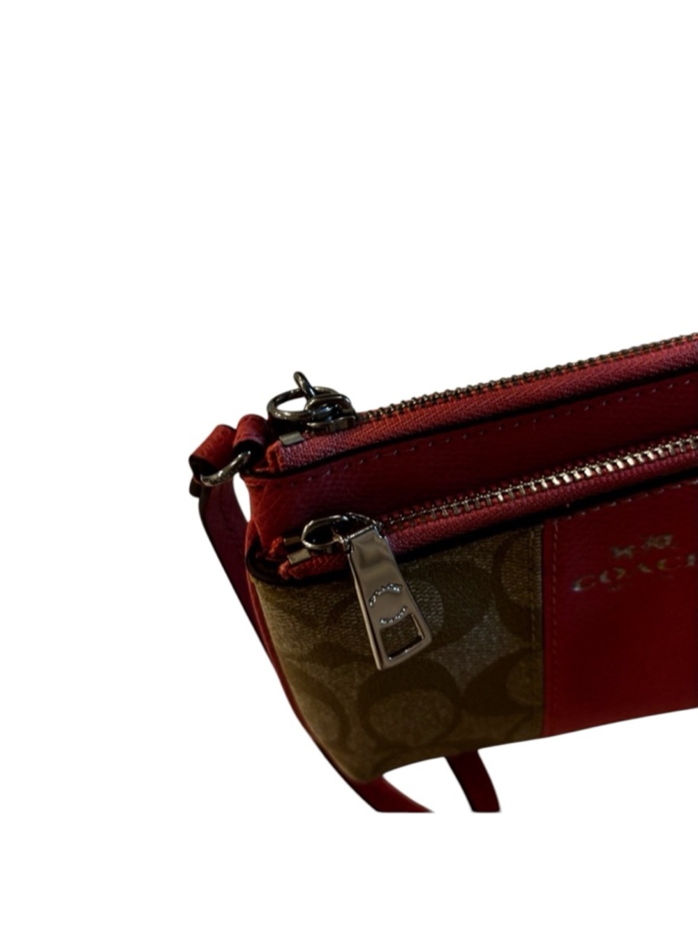 Coach Signature Canvas Wristlet in Coral and Tan - Picture 5 of 5